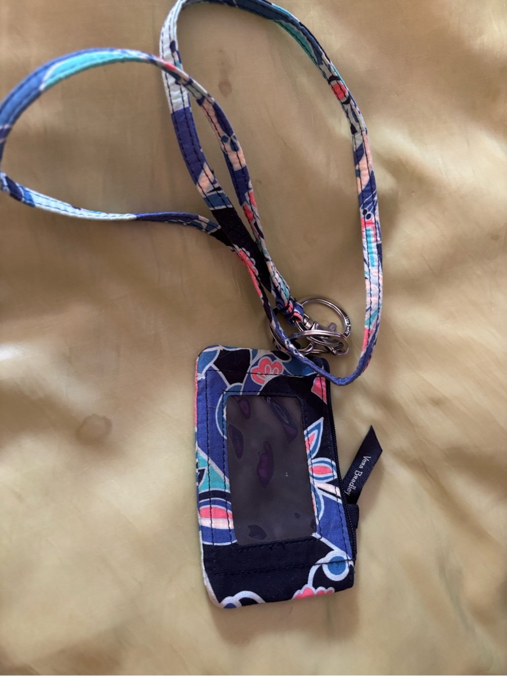 Vera Bradley Navy Blue Floral Lanyard ID Badge Holder